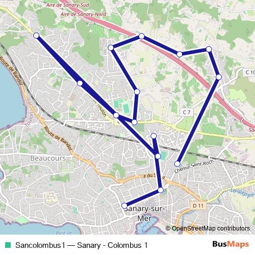 Sancolombus1 bus Line Map