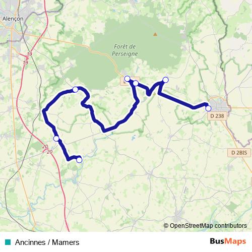 Ancinnes / Mamers bus Line Map