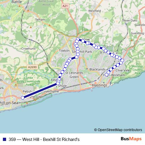359 bus Line Map