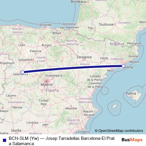 BCN-SLM (Yw) air Line Map