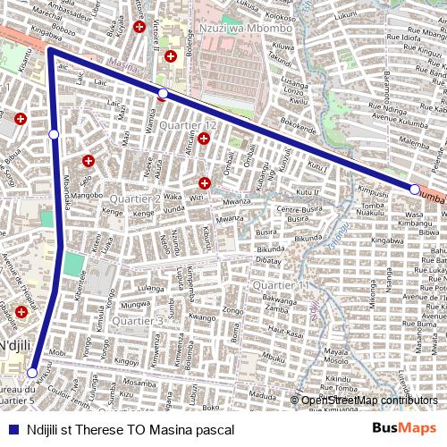 Ndijili st Therese TO Masina pascal bus Line Map