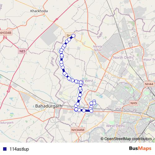 114astlup bus Line Map
