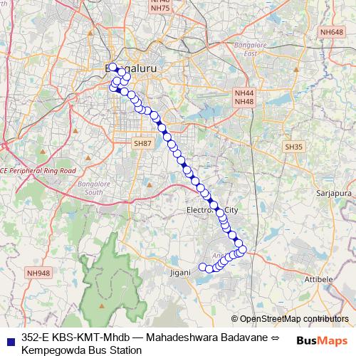 352-E KBS-KMT-Mhdb bus Line Map