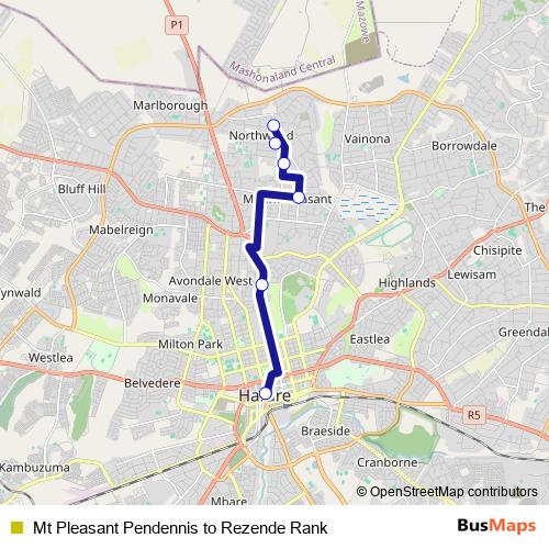 Mt Pleasant Pendennis to Rezende Rank bus Line Map