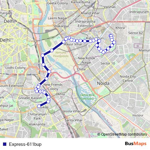 Express-611bup bus Line Map