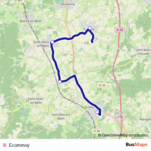 Ecommoy bus Line Map