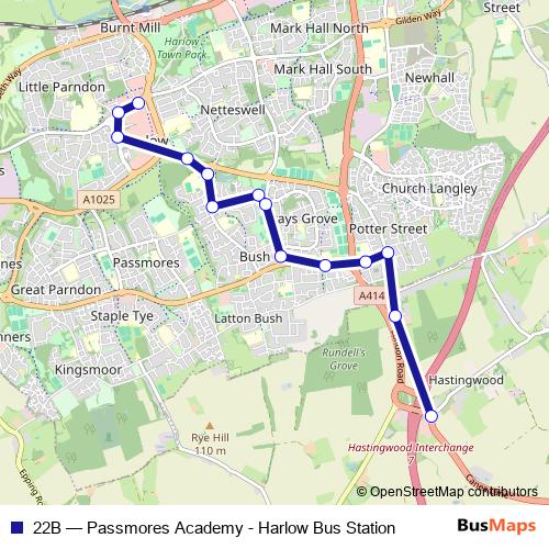 22B bus Line Map