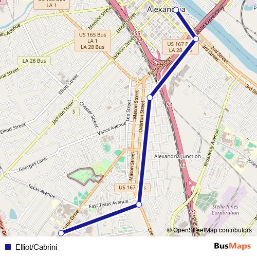 Elliot/Cabrini bus Line Map