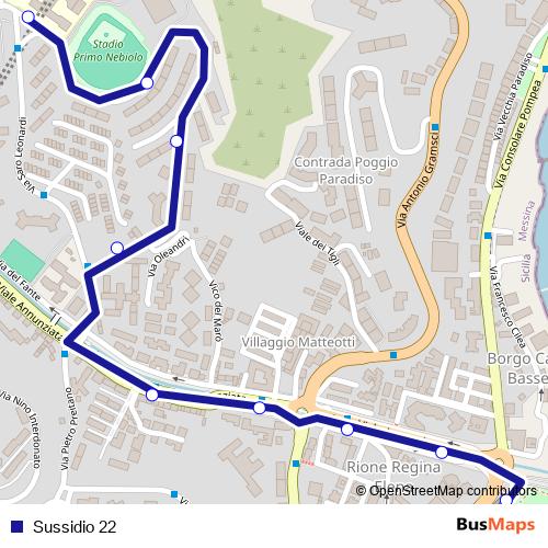 Sussidio 22 bus Line Map