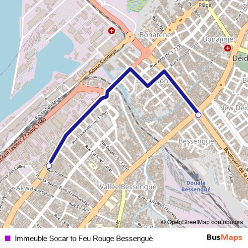 Immeuble Socar to Feu Rouge Bessenguè bus Line Map
