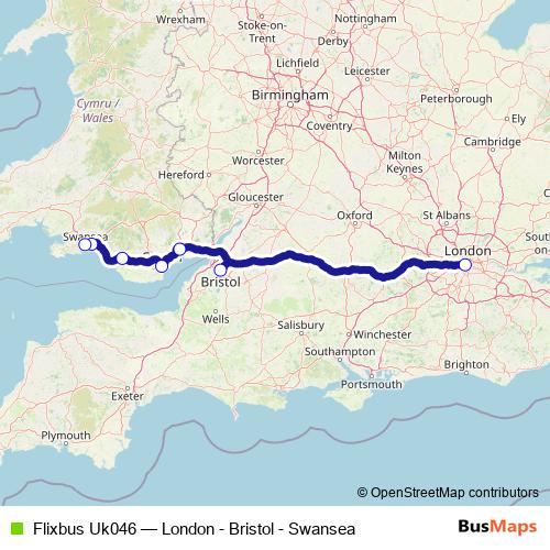 Flixbus Uk046 bus Line Map