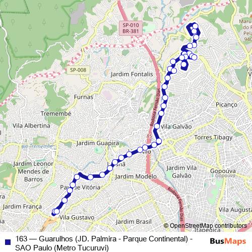 163 bus Line Map