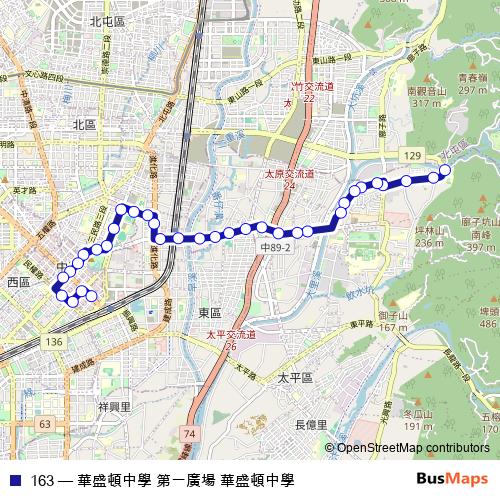 163 bus Line Map