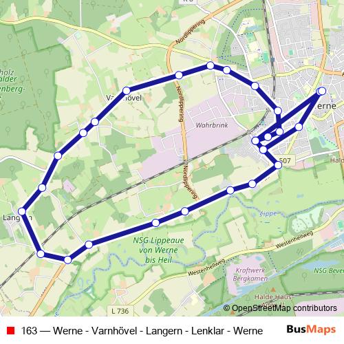 163 bus Line Map
