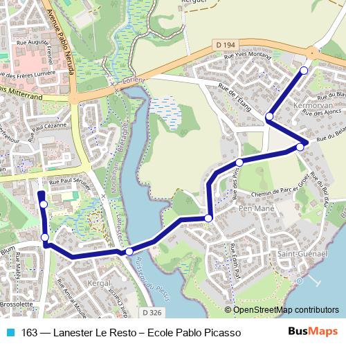 163 bus Line Map