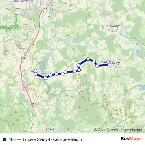163 bus Line Map