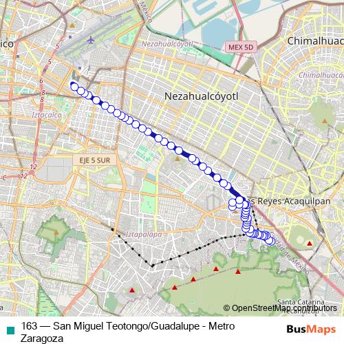 163 bus Line Map