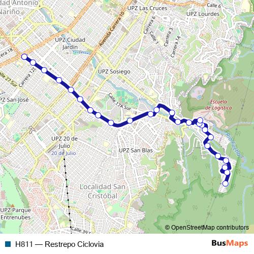 H811 bus Line Map