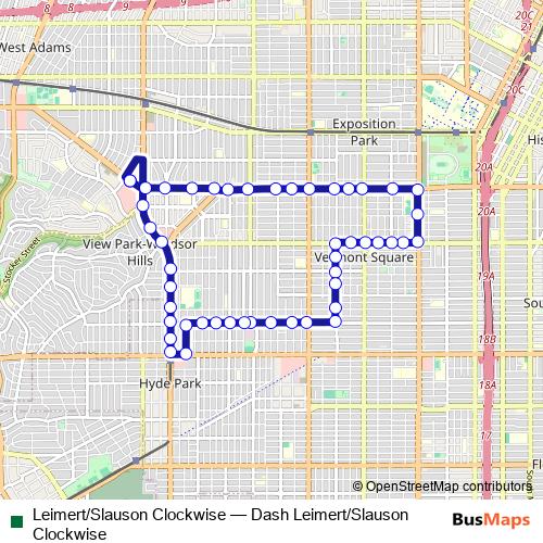 Leimert/Slauson Clockwise bus Line Map