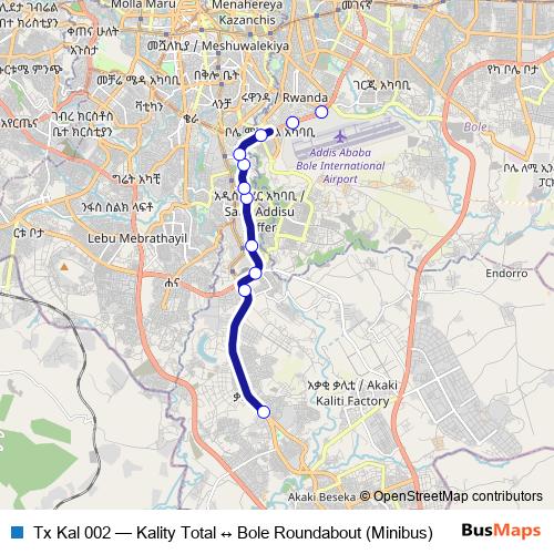 Tx Kal 002 bus Line Map
