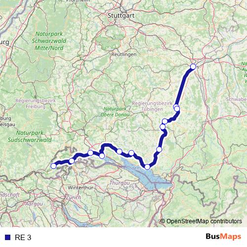 RE 3 rail Line Map