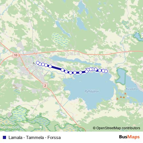 Lamala - Tammela - Forssa bus Line Map