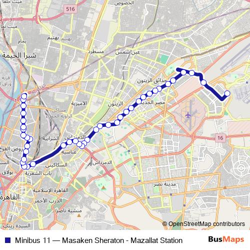 Minibus 11 bus Line Map