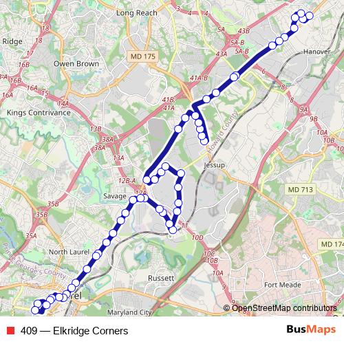 409 bus Line Map