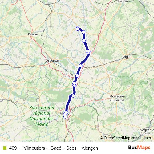 409 bus Line Map