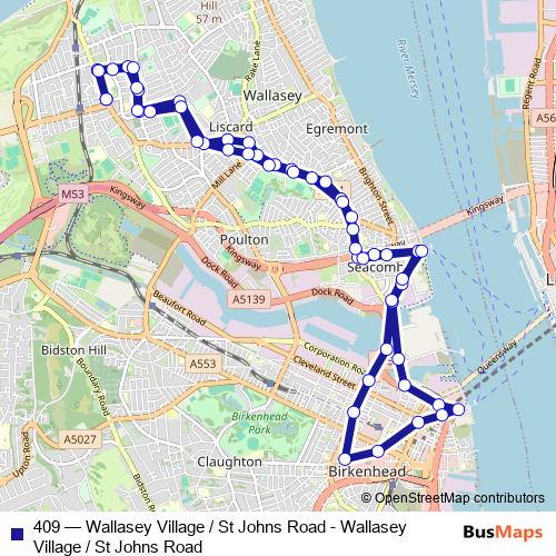 409 bus Line Map