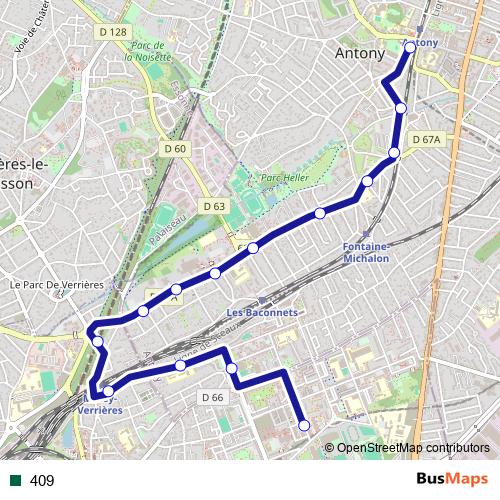409 bus Line Map