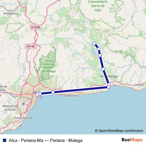 Alsa - Periana-Ma bus Line Map