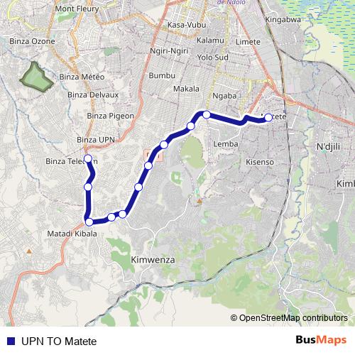 UPN TO Matete bus Line Map