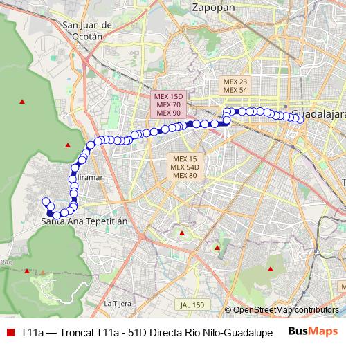 T11a bus Line Map