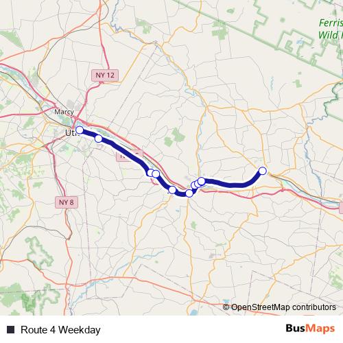 Route 4 Weekday bus Line Map