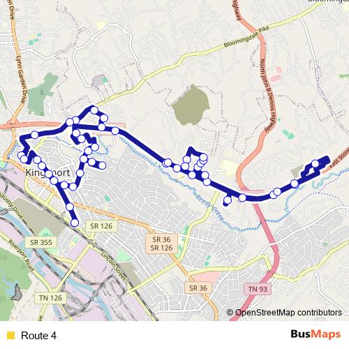 Route 4 bus Line Map