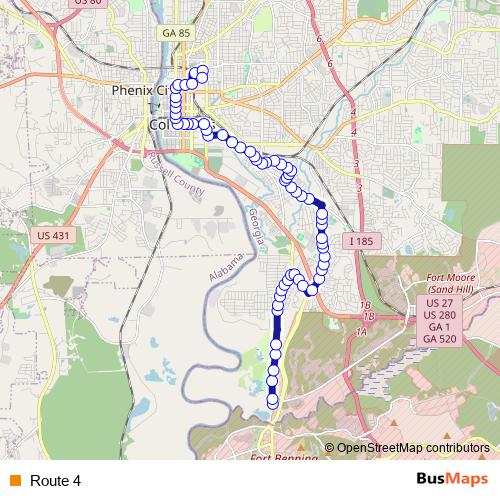 Route 4 bus Line Map