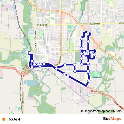 Route 4 bus Line Map