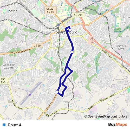 Route 4 bus Line Map
