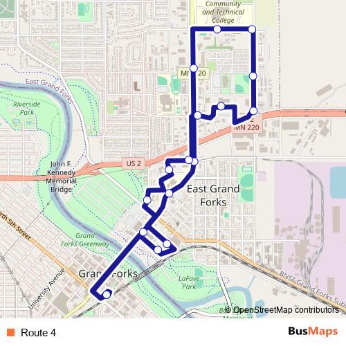 Route 4 bus Line Map
