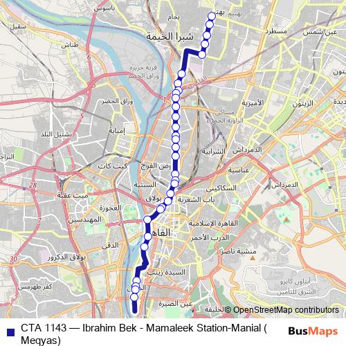 CTA 1143 bus Line Map