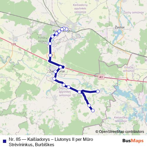 Nr. 85 bus Line Map