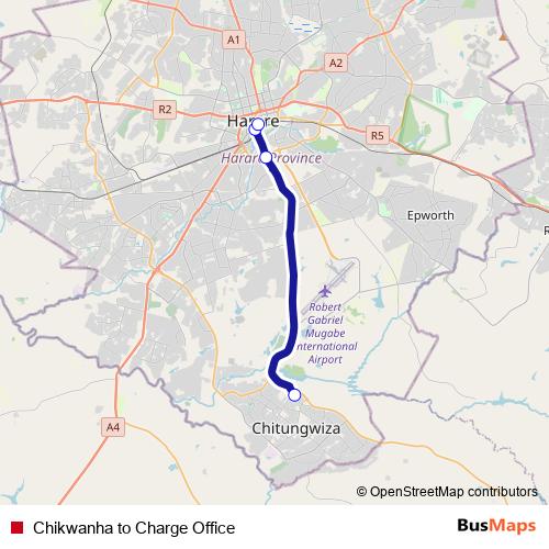 Chikwanha to Charge Office bus Line Map