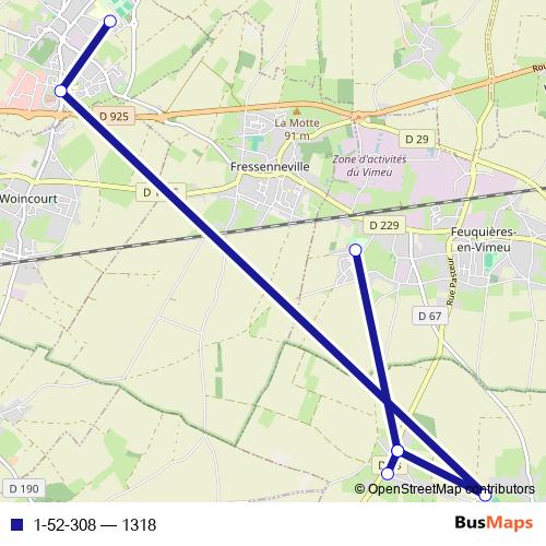 1-52-308 bus Line Map