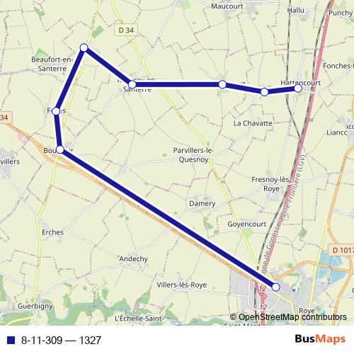 8-11-309 bus Line Map