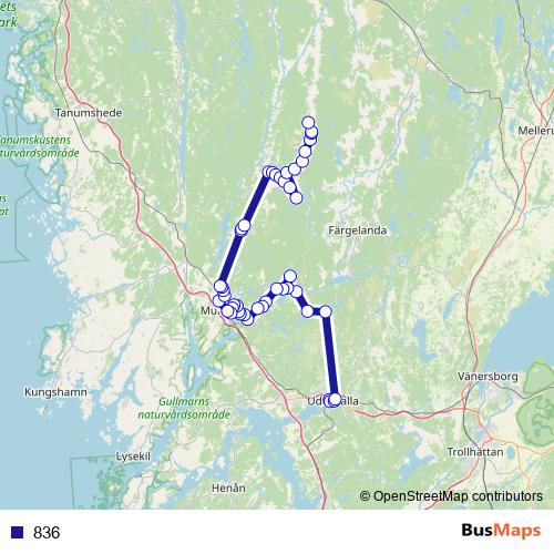 836 bus Line Map