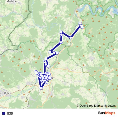 836 bus Line Map