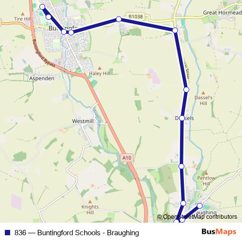 836 bus Line Map