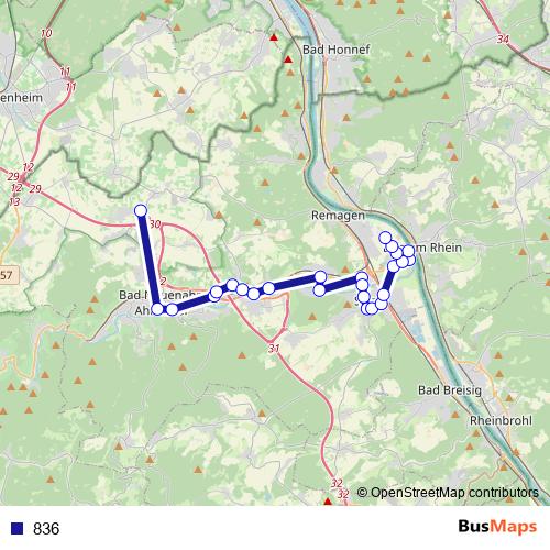 836 bus Line Map