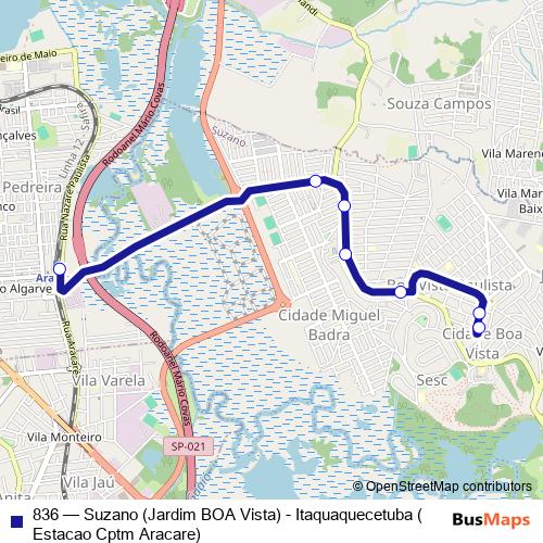 836 bus Line Map